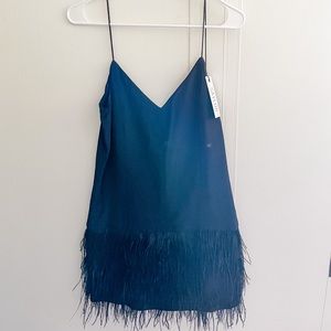 NWT Saylor spaghetti strap dress with feathers